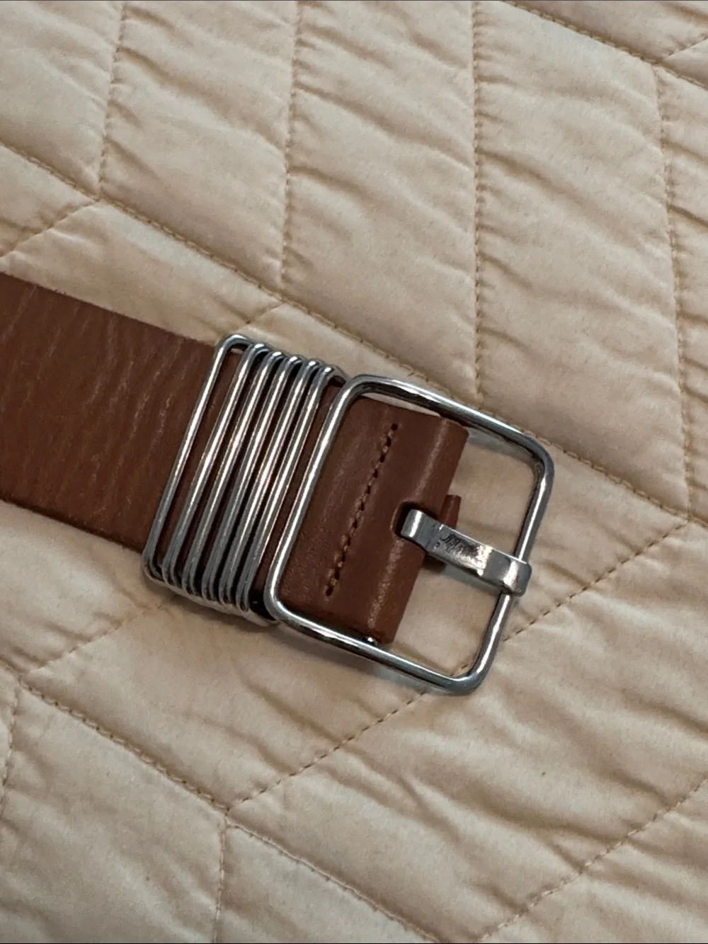 Brown Leather Belt with Silver Buckle